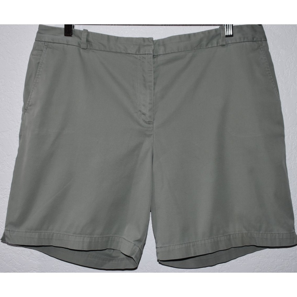 Talbots 16 Walking Shorts Olive Green Cotton Stretch High Rise Pockets Bermudas